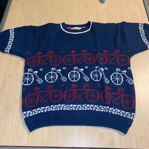 Vintage 70s Jantzen Bicycle Pullover Short Sleeve Sweater Mens Extra Large XL